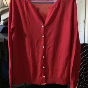 Talbots‎ Vibrant wine Cardigan with Pearl Buttons, Large, lightweight